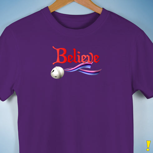 Believe Omnisexial Pride Flag Jingle Bell Premium Unisex T-Shirt - Purple